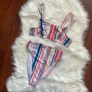 ASOS Striped High Rise/ High Leg Bikini Set 4